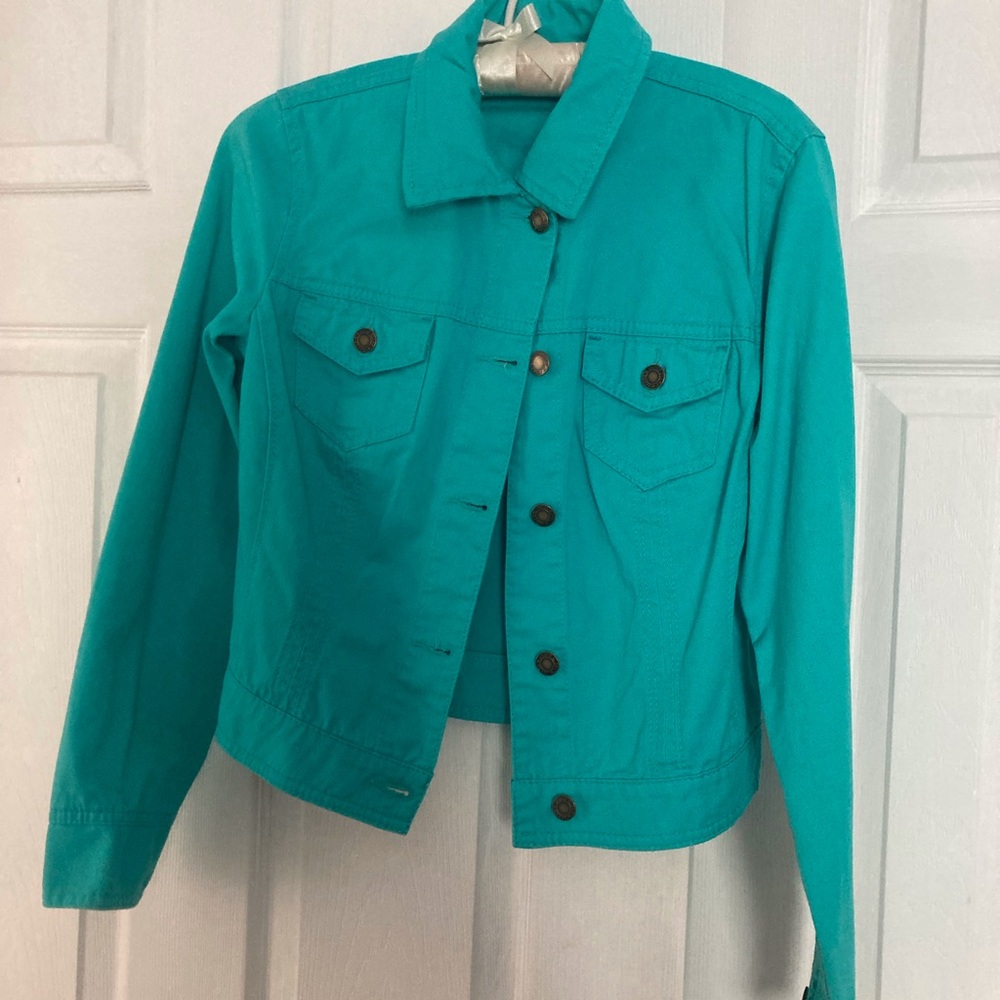 New-Teal and Coral Women's Jean Jackets 100% Cotton ☁️